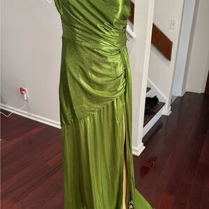 SHEIN One Shoulder Metallic Green Dress Size Large